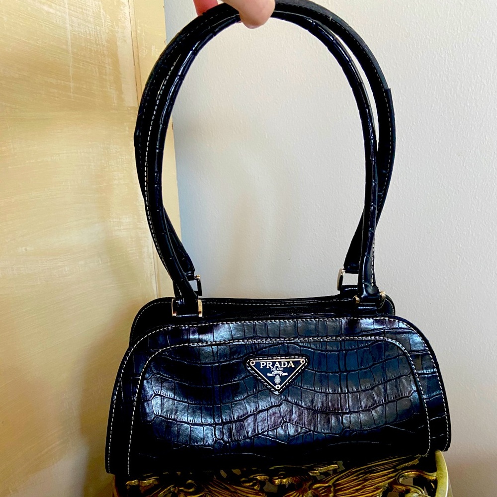 Mini Bowler Bag Crocodile Embossed